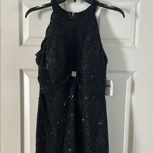 NW Nightway black sequin dress, size 6, NWT MSRP $99, rhinestone detail at bust!